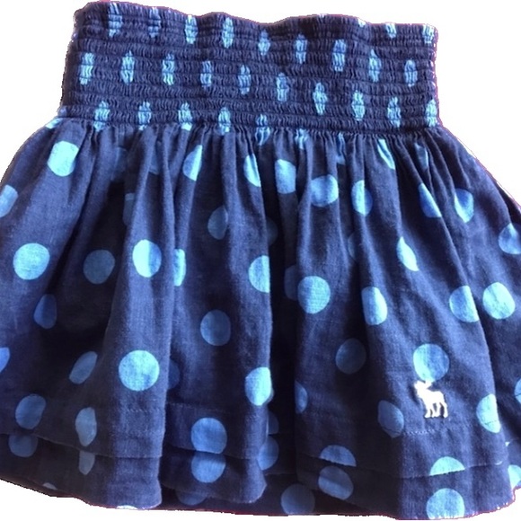 Abercrombie Kids Dark & Light Blue Polka Dot Layered Lined Girls Skirt - Picture 7 of 7